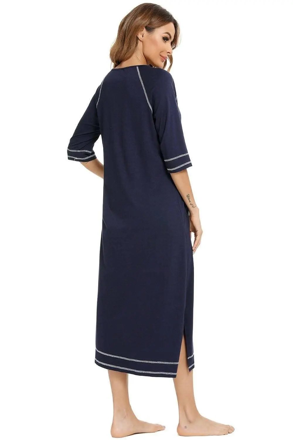 Elegant zip night dress with pockets - Love Salve